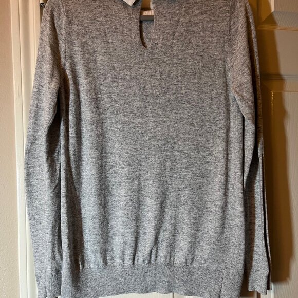NEW Women's Loft Gray Sweater with White Rhinestone Faux Collar - Medium - Picture 3 of 3